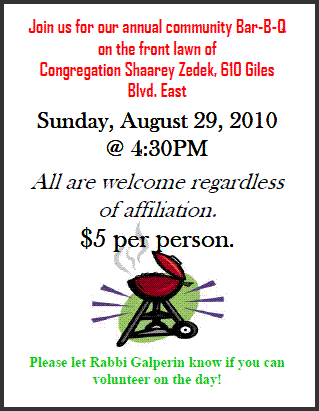 An invitation to the annual Community Bar-B-Q