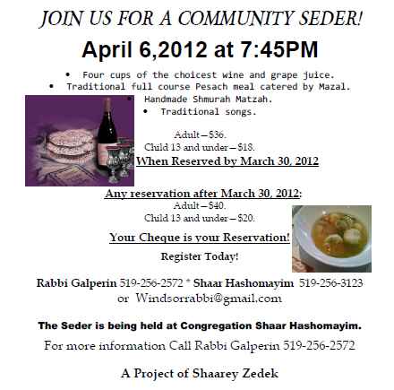 Join us for our 1st seder