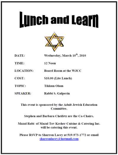Lunch and Learn with Rabbi Galperin