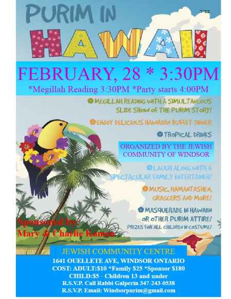 Celebrate Purim at the Jewish Community Centre